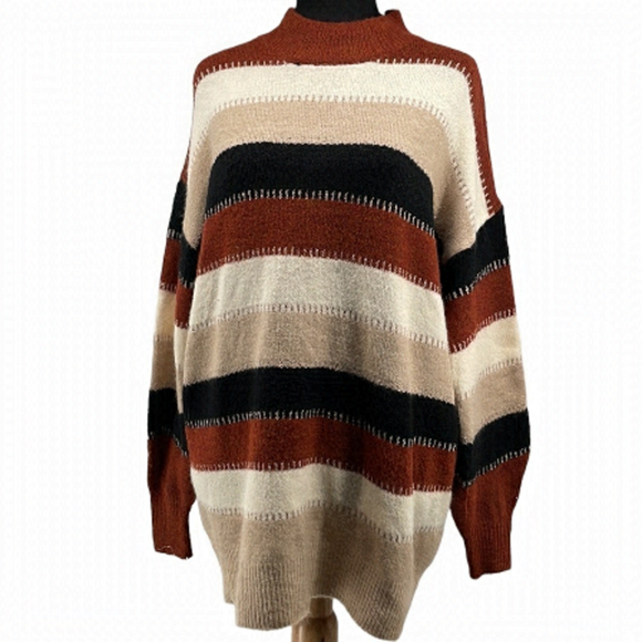 Pink Martini Sweaters - Pink Martini Neutral Sweater Metallic Thread Oversized Cozy Boutique Xs NWT